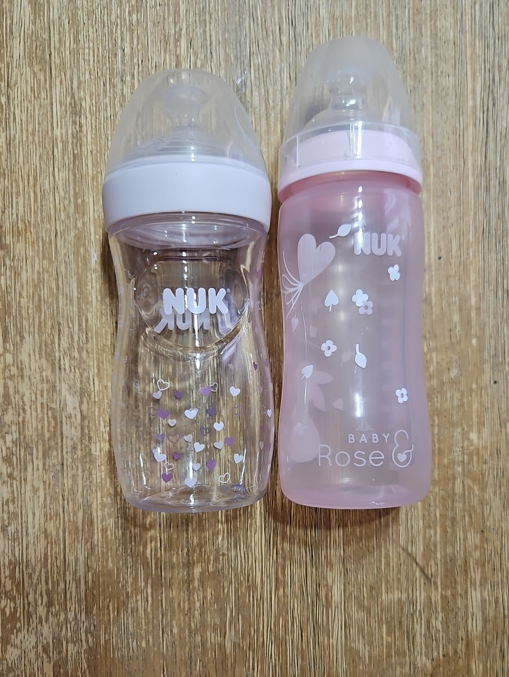 Pink Baby Bottle Set - Rose Design